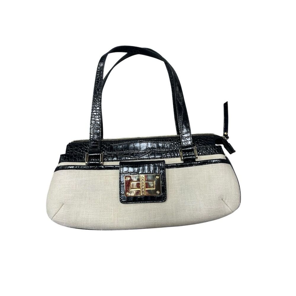 Ralph Lauren Black Leather Shoulder Bag with Gold Hardware